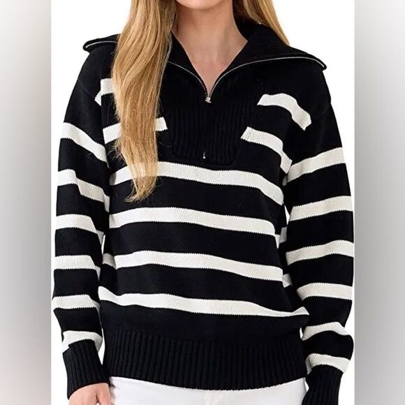 NWT English Factory Women´s Striped Knit Zip...